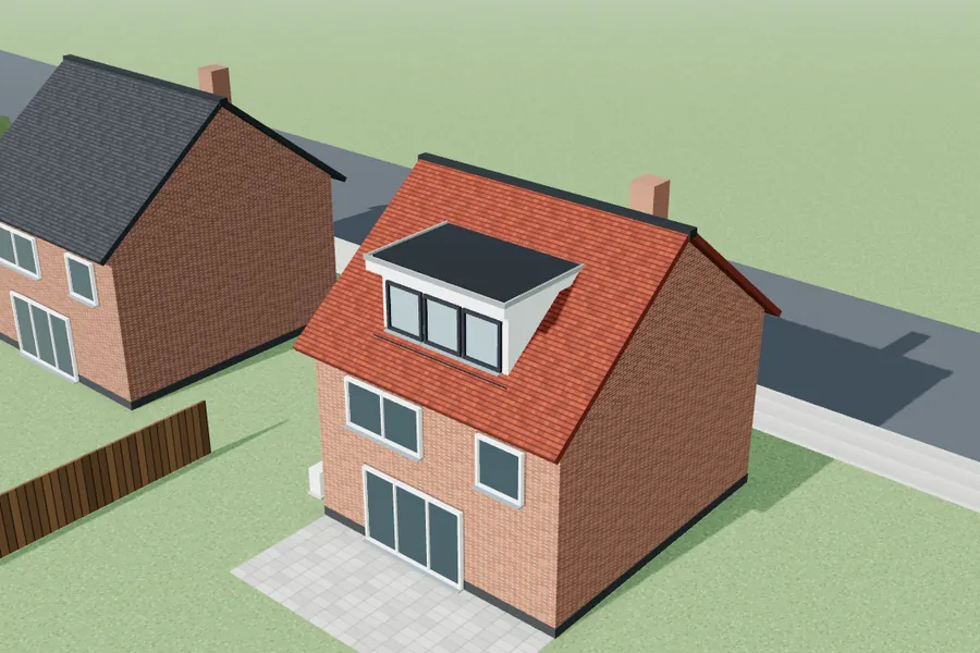 3D-voorbeeldontwerp: Dakkapel 4 m breed