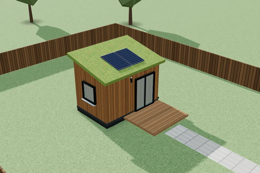 3D-voorbeeldontwerp: Tuinkantoor 4,5 × 3 m