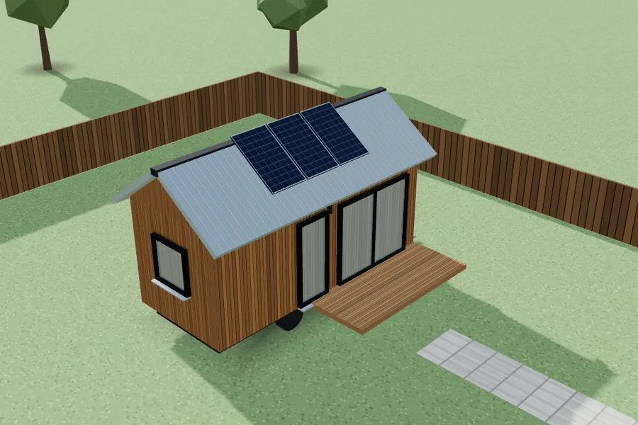 3D-voorbeeldontwerp: Tiny house 7 × 3 m